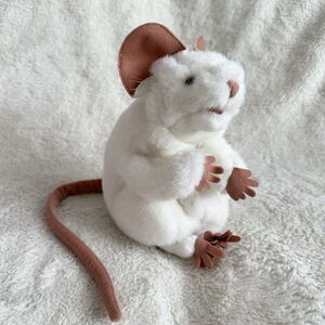 Folkmanis White Mouse Rat Hand Puppet Plush Folktails Storytelling Long Tail 8”